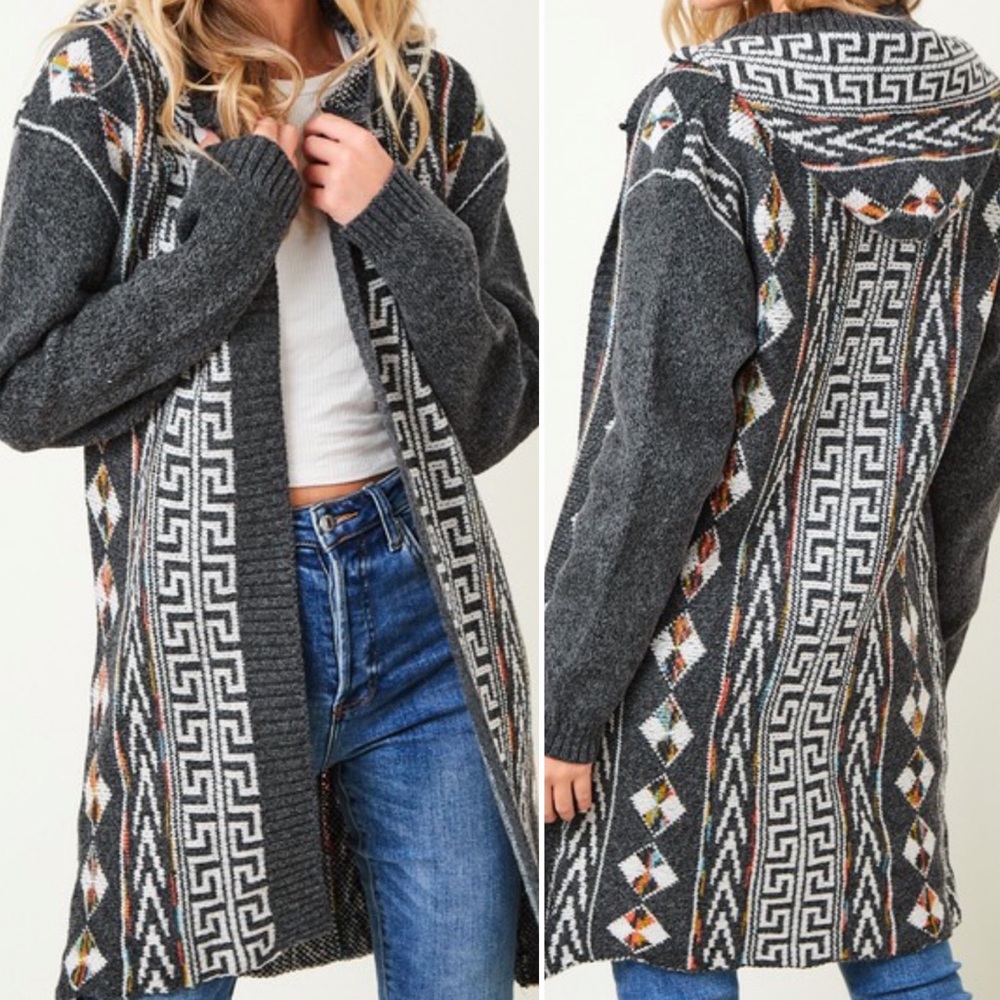 New Boho Aztec Long Soft Sweater Coat